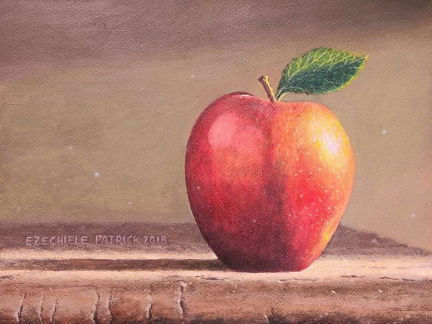 Bei ricordi, di Patrick Ezechiele. Dipinto a colori, acrilico su carta 24 x 32 cm.