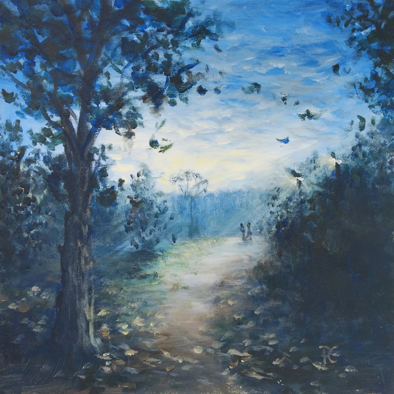 Senza più pensieri, di Patrick Ezechiele. Dipinto a colori, acrilico su pannello MDF 30 x 30 cm.